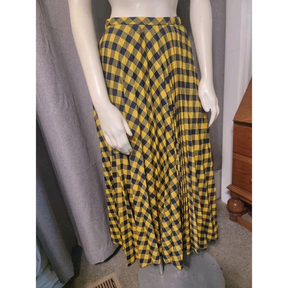 ASOS Dresses & Skirts - ASOS‎ DESIGN pleated Chiffon Checkered Yellow & Blue Maxi skirt size 4 Coquette